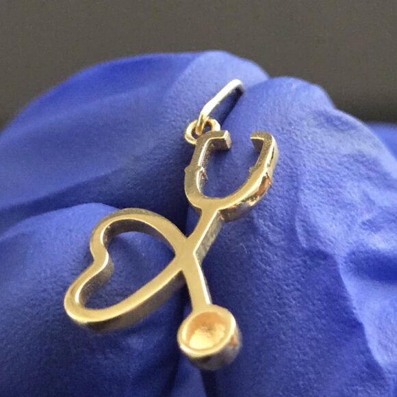 18k gold pendant stethoscope heart design - Picture 7 of 16